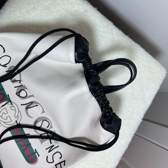NWOT Gucci X Coco Capitan Common Sense White Logo Drawstring Backpack - Picture 3 of 11
